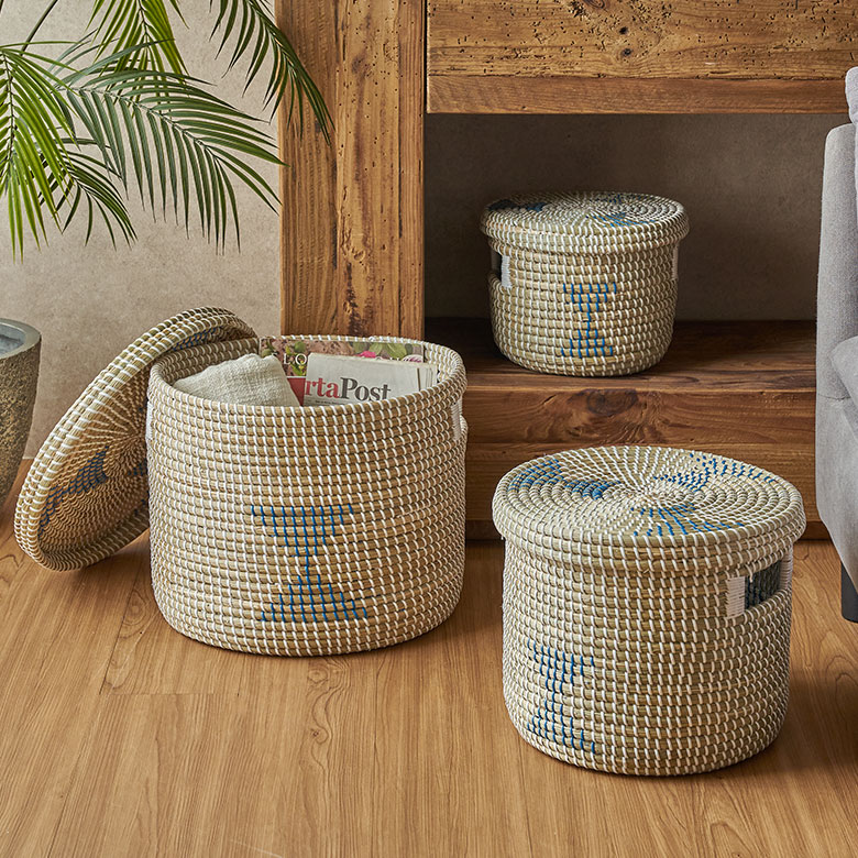 シーグラス製収納バスケット