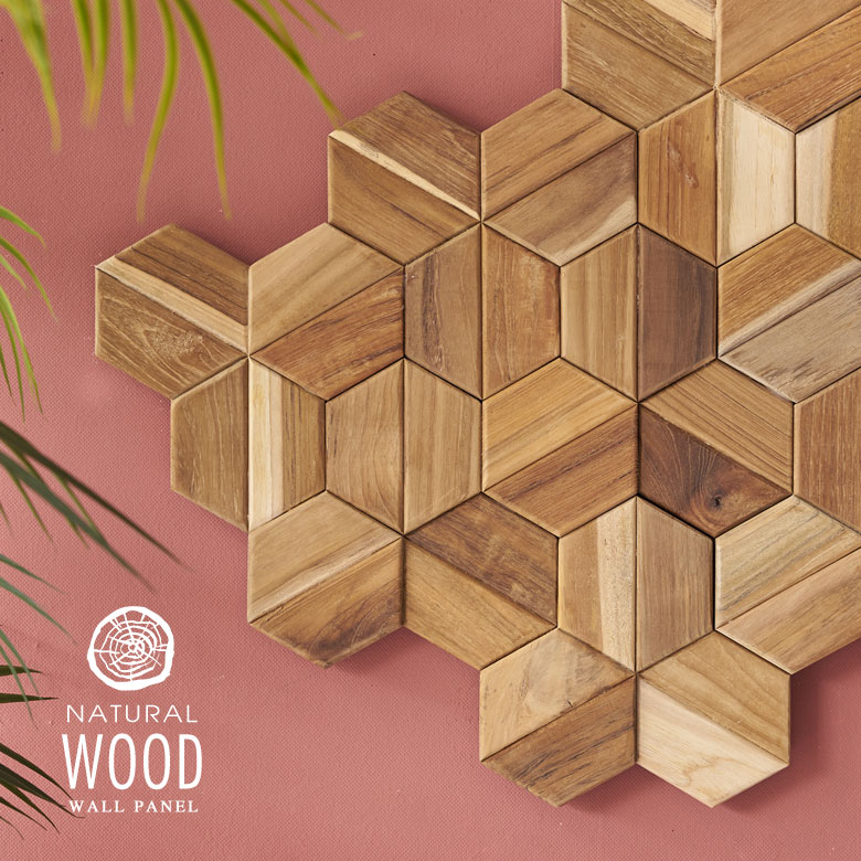 チーク材のウォールパネル
