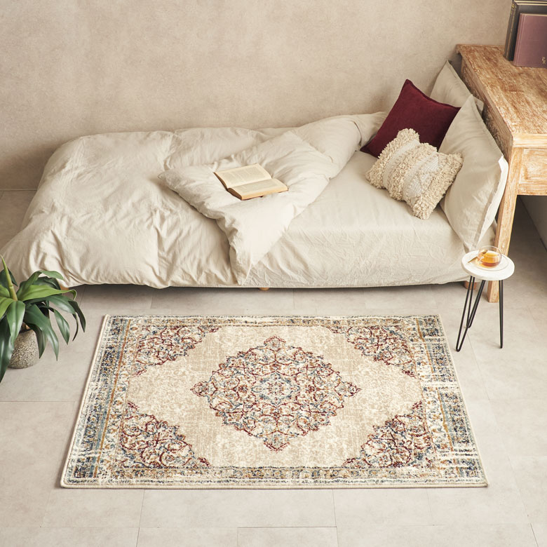 【オリエンタルラグ Layla】サイズ別コーディネート《Ivory》