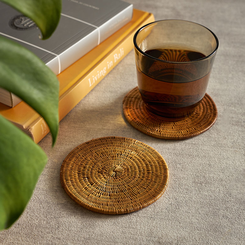 天然素材アタ製のスーパーハイクオリティ丸型コースター