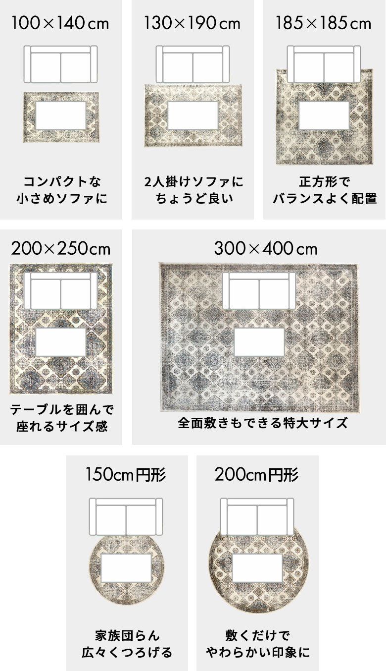 ラグサイズ展開