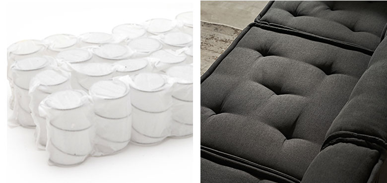 体圧分散するポケットコイルと中密度チップウレタン