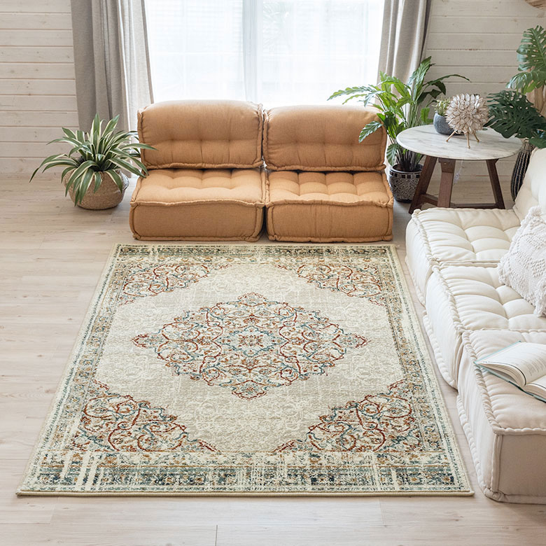 Layla レイラ メダリオンラグ アイボリーのコーディネート実例