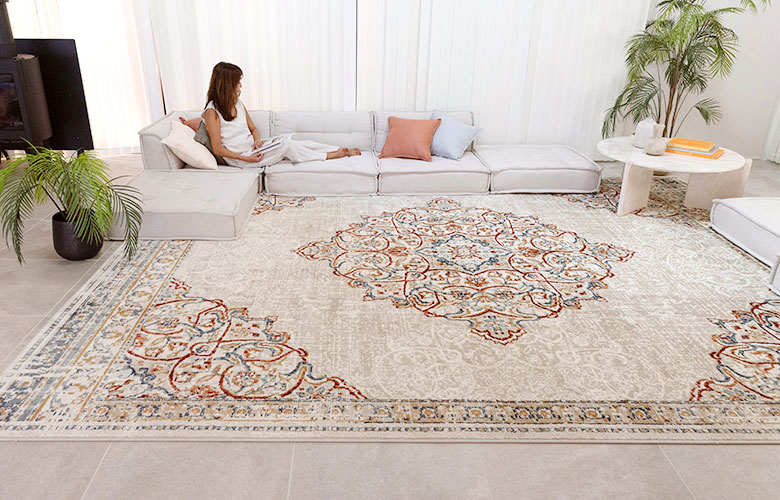 Layla レイラ メダリオンラグ アイボリーのコーディネート実例