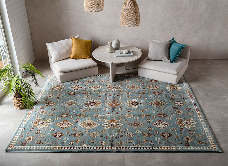 お部屋のアクセントになるウィルトン織のデザインラグ