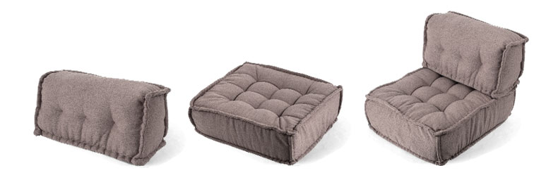 背もたれと座面を自由に組み合わせれるソファ