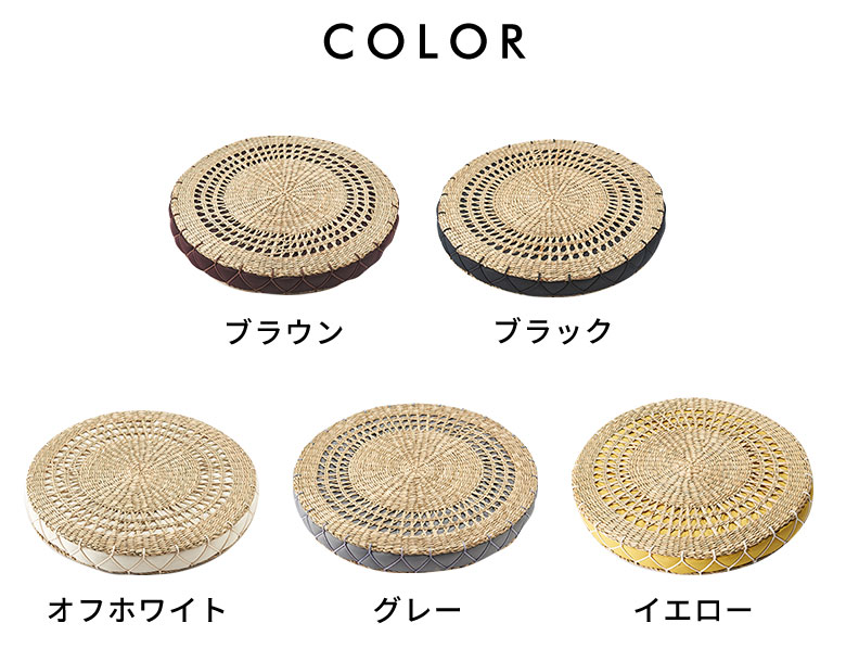 5色展開の円形クッション