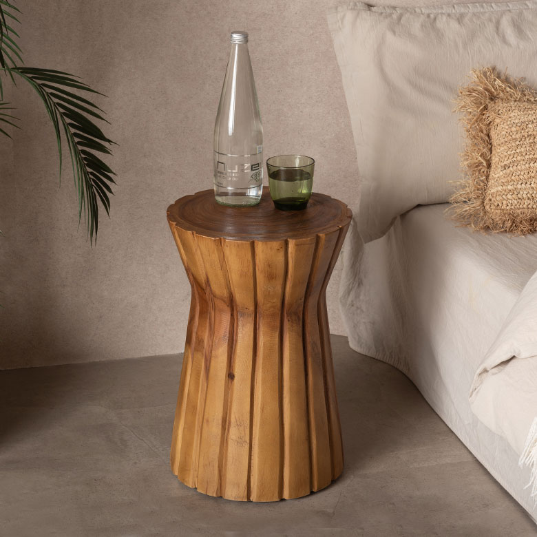 モンキーポッド無垢材のナチュラルな木製スツール