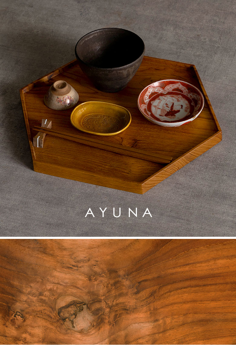 六角形木製トレイ