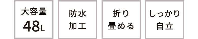 防水加工で湿った衣類もたくさん収納！4人家族でも十分な大容量48Lアルミフレームでしっかり自立する折りたたみ式ランドリーバスケット