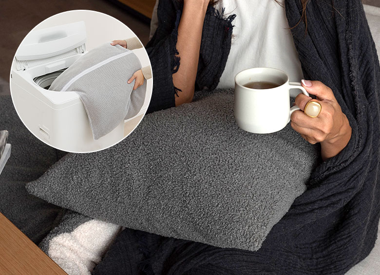 家庭の洗濯機で簡単に洗えていつも清潔さを保つことができる様子