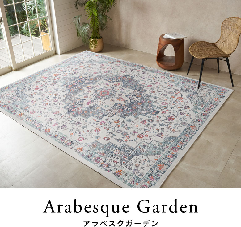 ラグのコーディネートと柄アップのイメージ