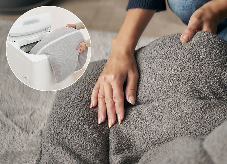 家庭の洗濯機で簡単に洗えていつも清潔さを保つことができる様子