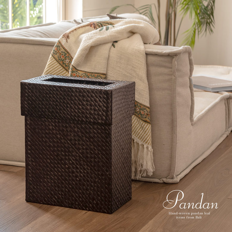 インドネシア バリ島の職人が作った天然素材パンダンのごみ箱