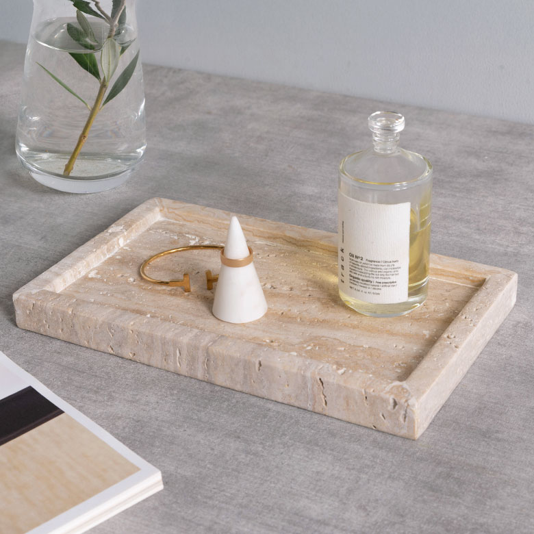 天然大理石シリーズMARVERA（マーヴェラ）のトラバーチンの小物入れトレイMサイズ