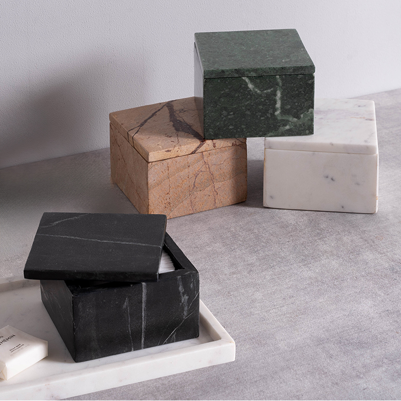 天然大理石シリーズMARVERA（マーヴェラ）の蓋付き小物入れケース