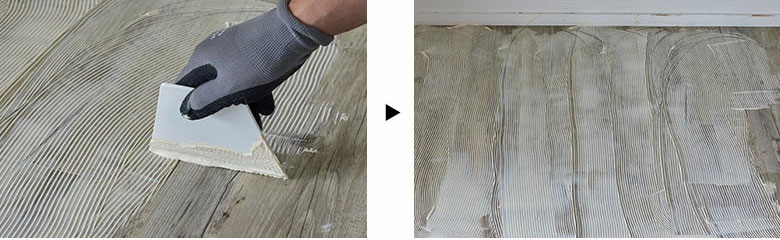 ボンド施工式フロアタイル接着剤での施工方法