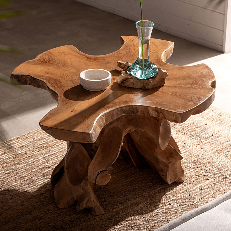 チーク無垢材のローテーブル