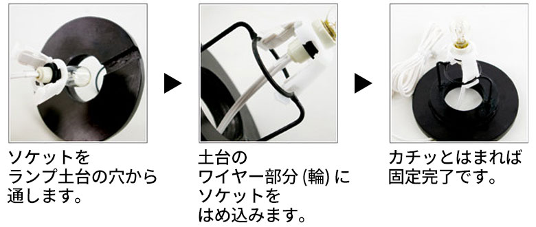 ランプシェードへのソケット取り付け方法