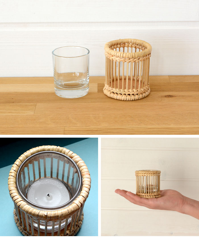 キャンドルホルダー ラタン キャンドル 小物入れ ナチュラル ガラス ロウソク立て キャンドル立て キャンドルスタンド ランプ ランタン バリ アジアン 雑貨
