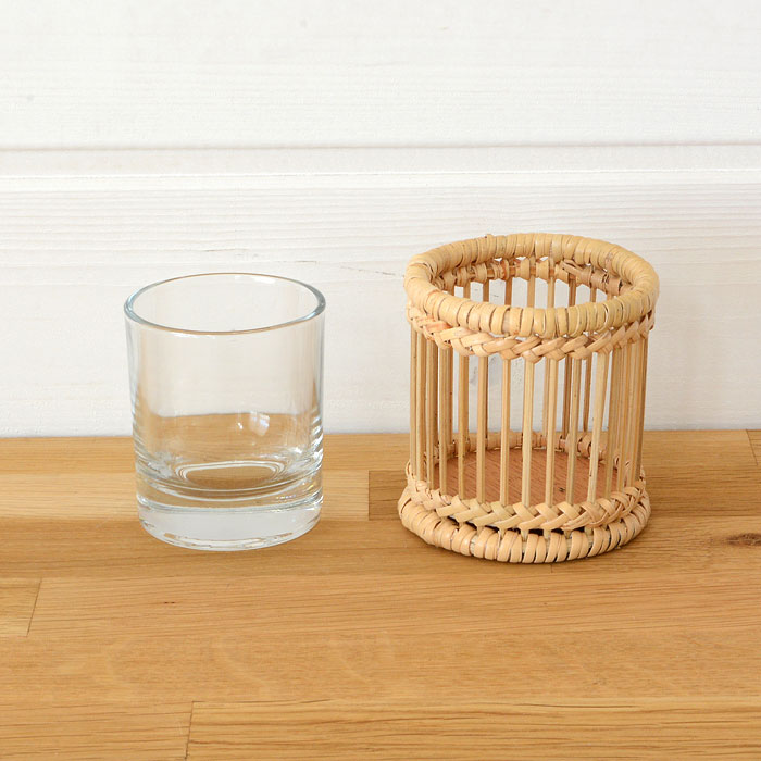 キャンドルホルダー ラタン キャンドル 小物入れ ナチュラル ガラス ロウソク立て キャンドル立て キャンドルスタンド ランプ ランタン バリ アジアン 雑貨