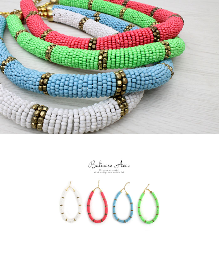 ネオンカラーのロープ型ビーズネックレス