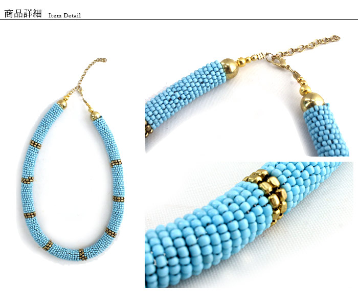 ネオンカラーのロープ型ビーズネックレス