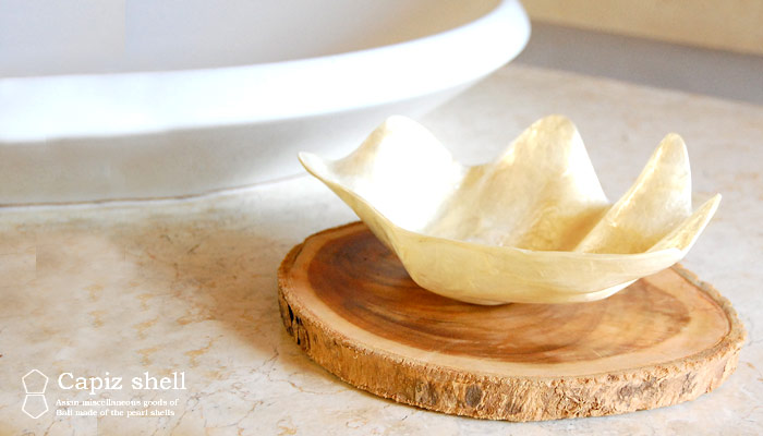 貝殻の形をしたカピスシェルの小物入れトレイ
