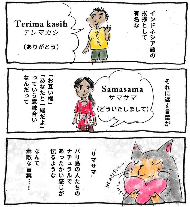 バリネコちゃんがインドネシア語にトライ