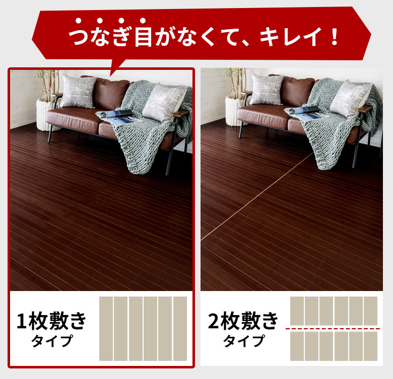 つなぎ目がなくてキレイなウッドカーペット1枚敷きタイプ