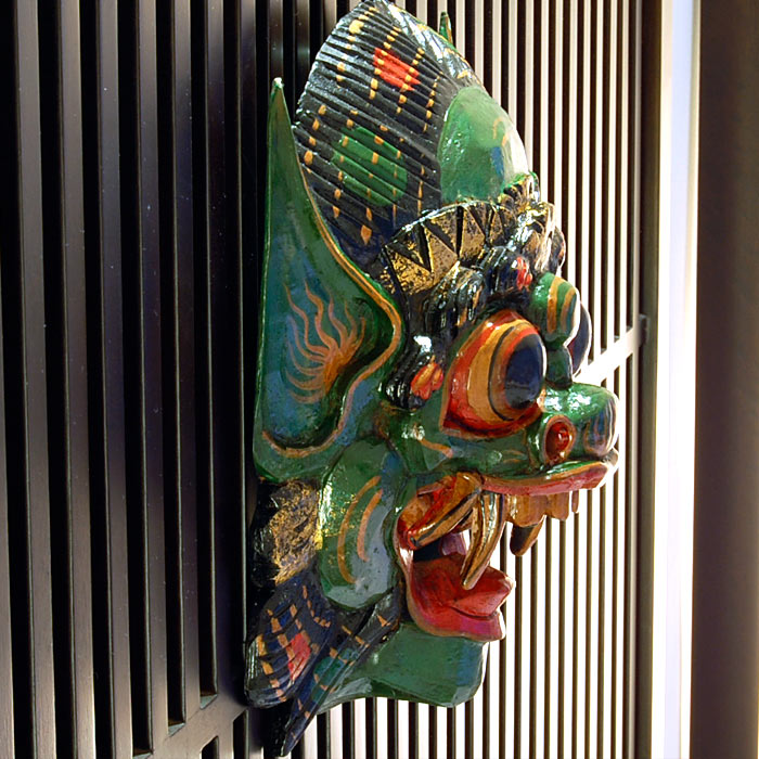 バロンのお面 グリーン インテリア オブジェ バリ アジアン雑貨