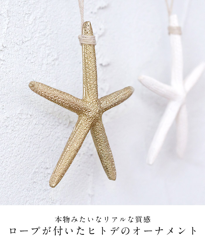 オブジェ オーナメント ヒトデ 貝殻 スターフィッシュ シェル ホワイト ゴールド マリン
