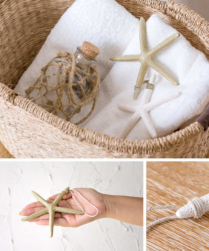 オブジェ オーナメント ヒトデ 貝殻 スターフィッシュ シェル ホワイト ゴールド マリン