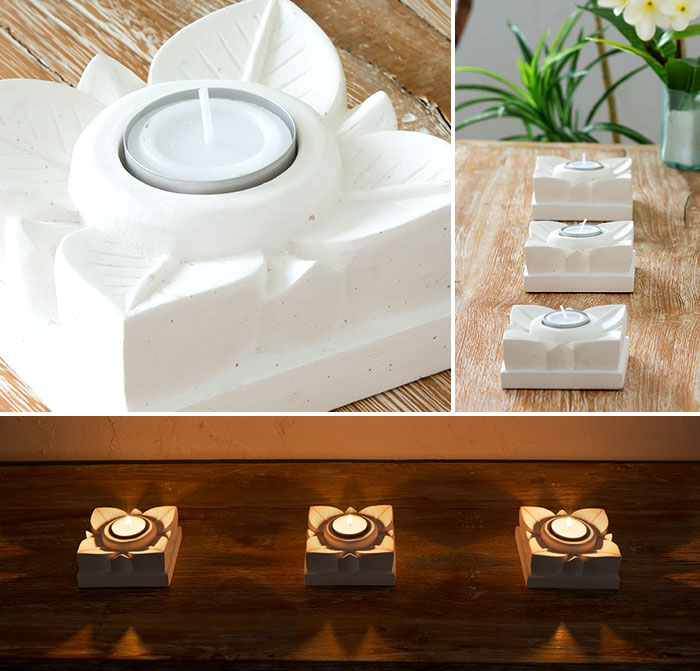 蓮の葉をモチーフにしたキャンドルホルダー