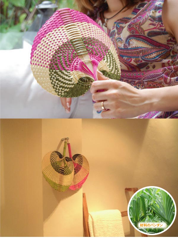 パンダンのカラフルなうちわ