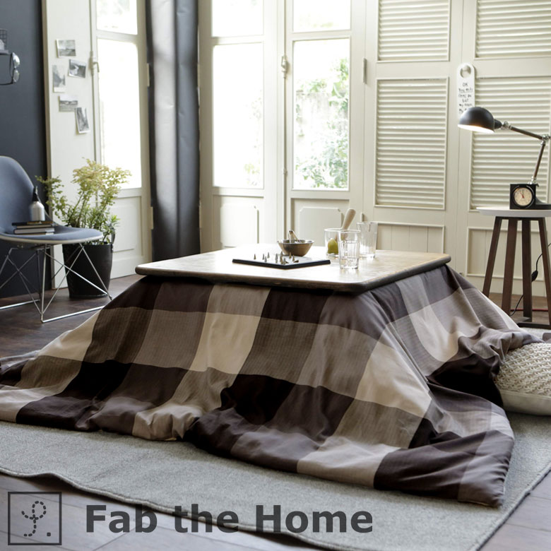 ブロックチェックのこたつ布団カバー 長方形