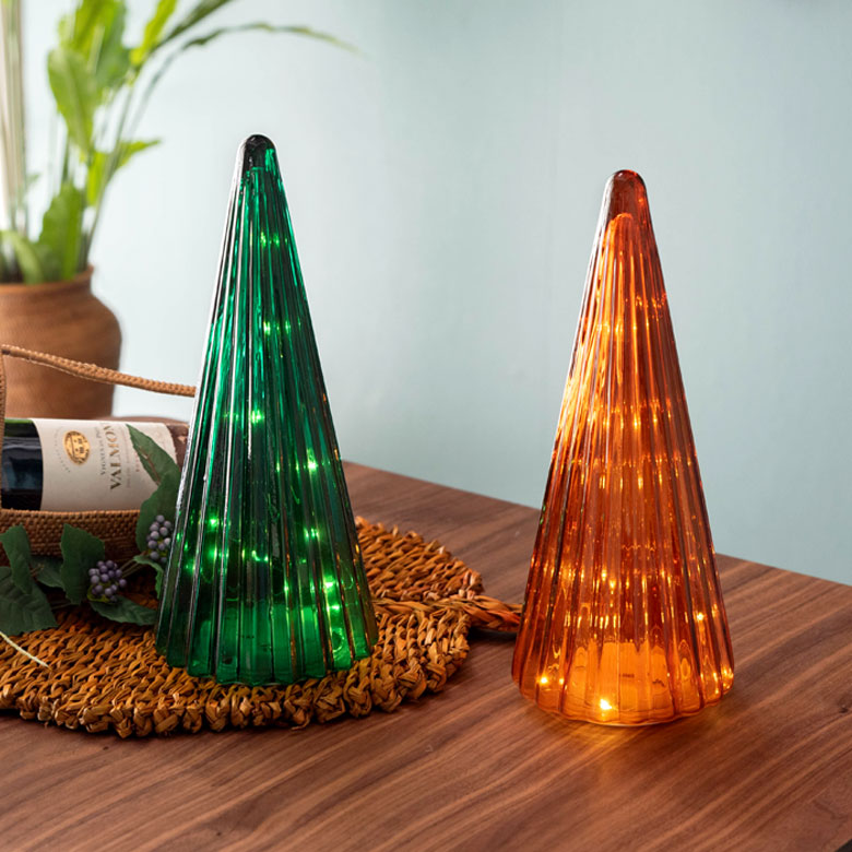 ガラスのイルミネーションツリー L[アンバー/グリーン]