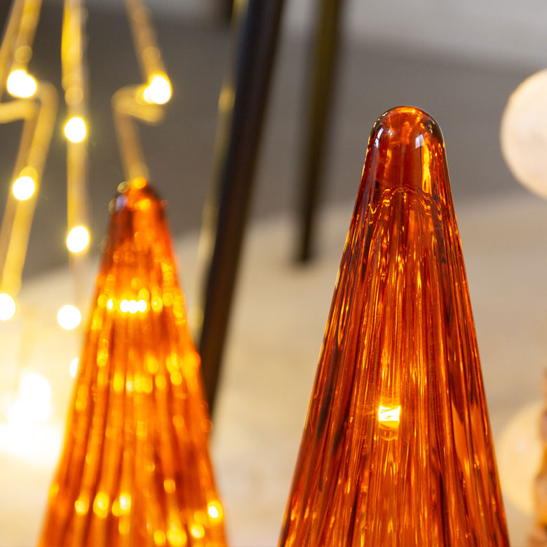 ガラスのイルミネーションツリー L[アンバー/グリーン]