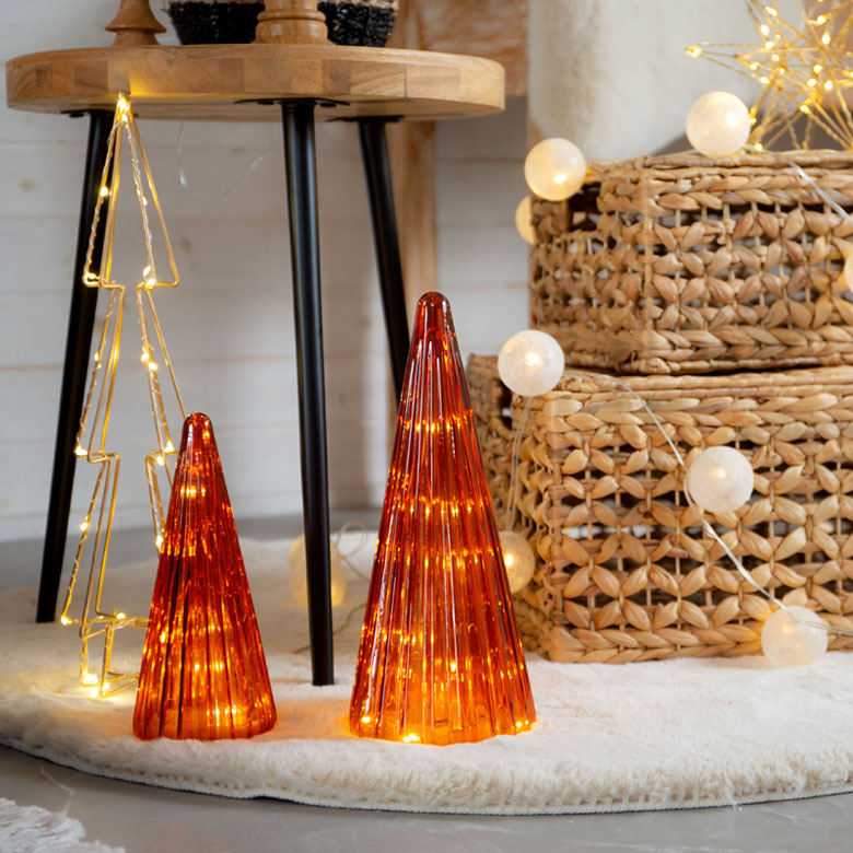 ガラスのイルミネーションツリー L[アンバー/グリーン]