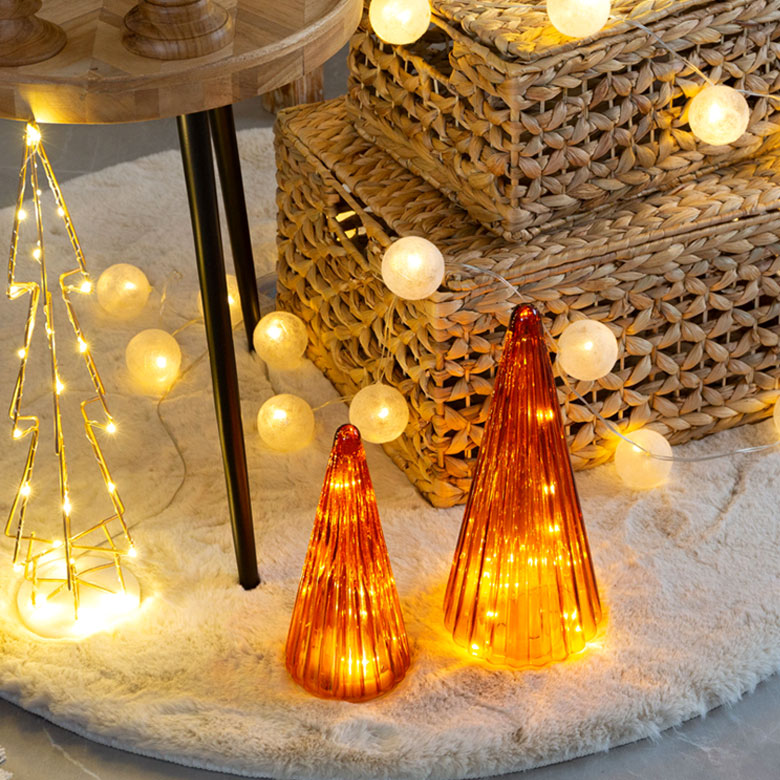 ガラスのイルミネーションツリー L[アンバー/グリーン]