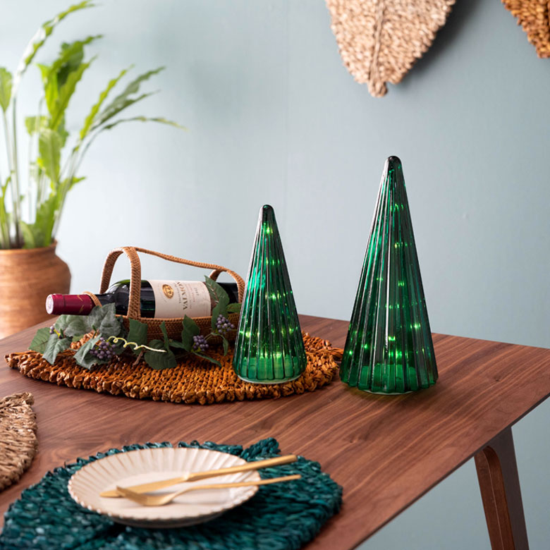 ガラスのイルミネーションツリー L[アンバー/グリーン]