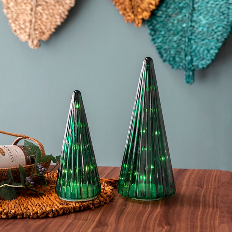 ガラスのイルミネーションツリー L[アンバー/グリーン]