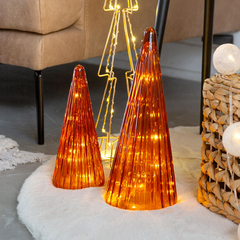 ガラスのイルミネーションツリー L[アンバー/グリーン]