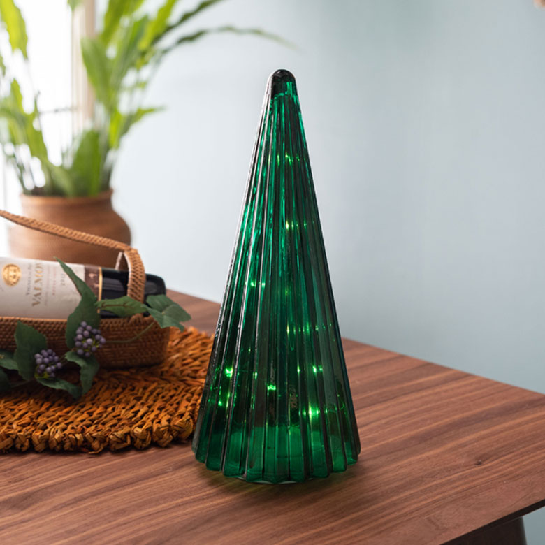 ガラスのイルミネーションツリー L[アンバー/グリーン]