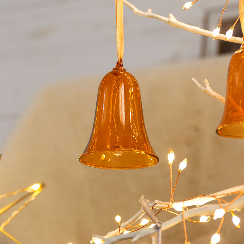 ガラスのオーナメント　ベル L[アンバー/グレー]