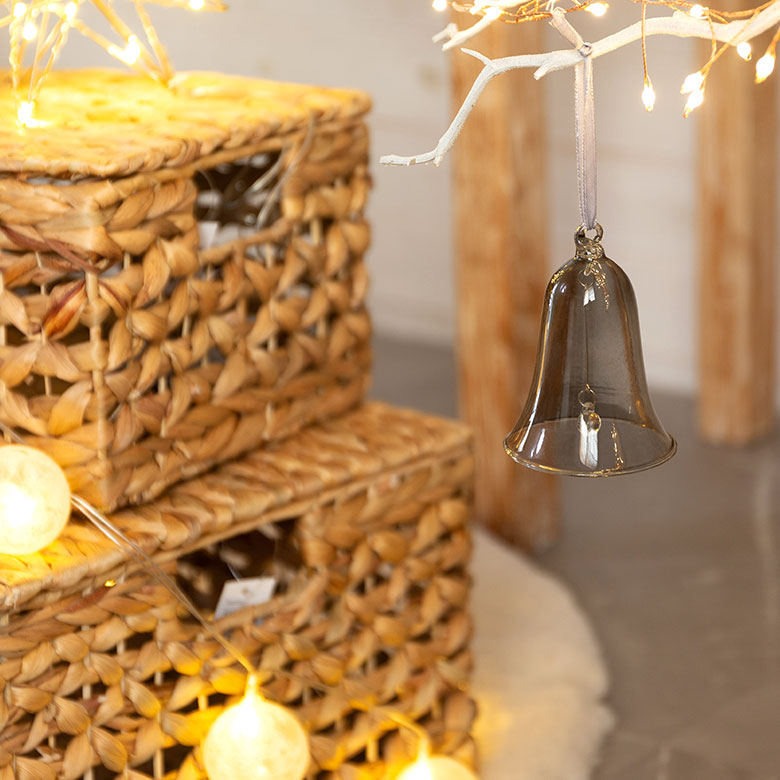 ガラスのオーナメント　ベル L[アンバー/グレー]