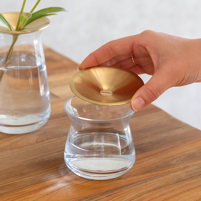 ガラスと真鍮のフラワーベース S[クリア/ブラウン]