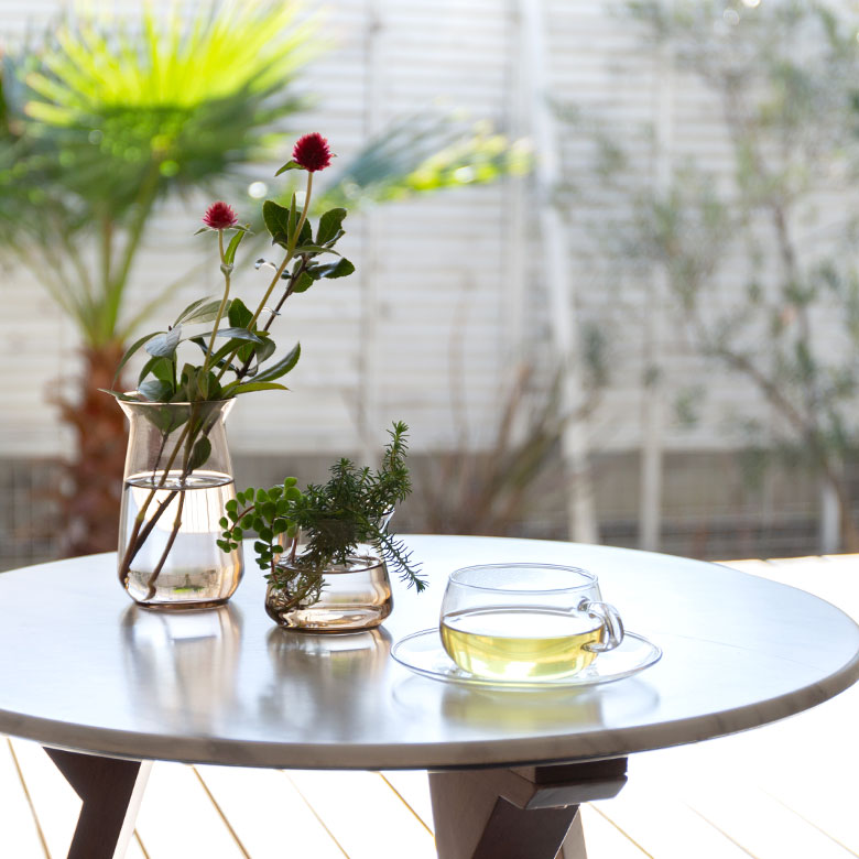 ガラスと真鍮のフラワーベース S[クリア/ブラウン]