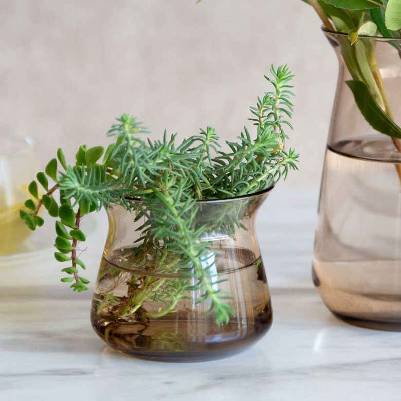 ガラスと真鍮のフラワーベース S[クリア/ブラウン]