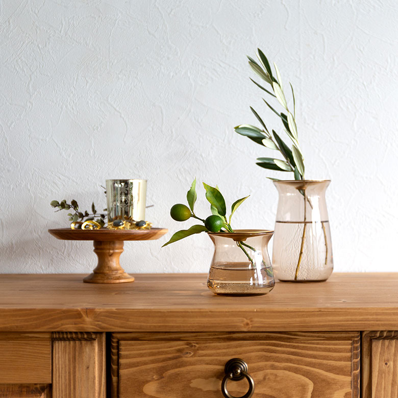 ガラスと真鍮のフラワーベース S[クリア/ブラウン]